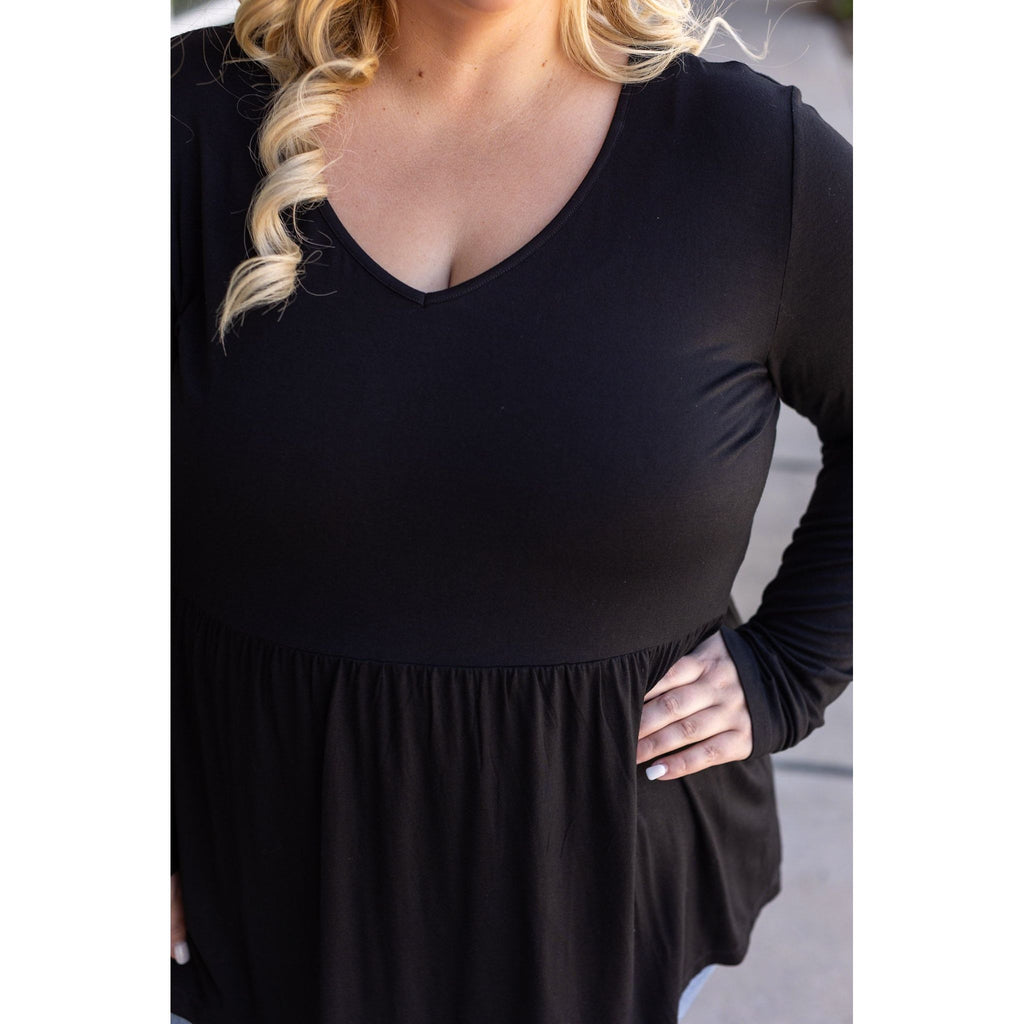 Long Sleeve Sarah Ruffle - Black | Women's Top