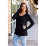 IN STOCK Long Sleeve Sarah Ruffle - Black | Women's Top