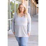 Long Sleeve Sarah Ruffle - Light Grey | Women's Top 