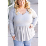 IN STOCK Long Sleeve Sarah Ruffle - Light Grey | Women's Top