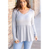 IN STOCK Long Sleeve Sarah Ruffle - Light Grey | Women's Top