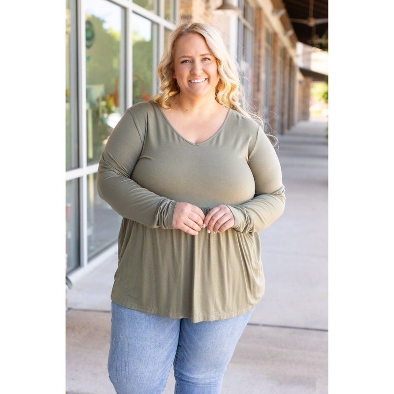 IN STOCK Long Sleeve Sarah Ruffle - Olive | Women's Top