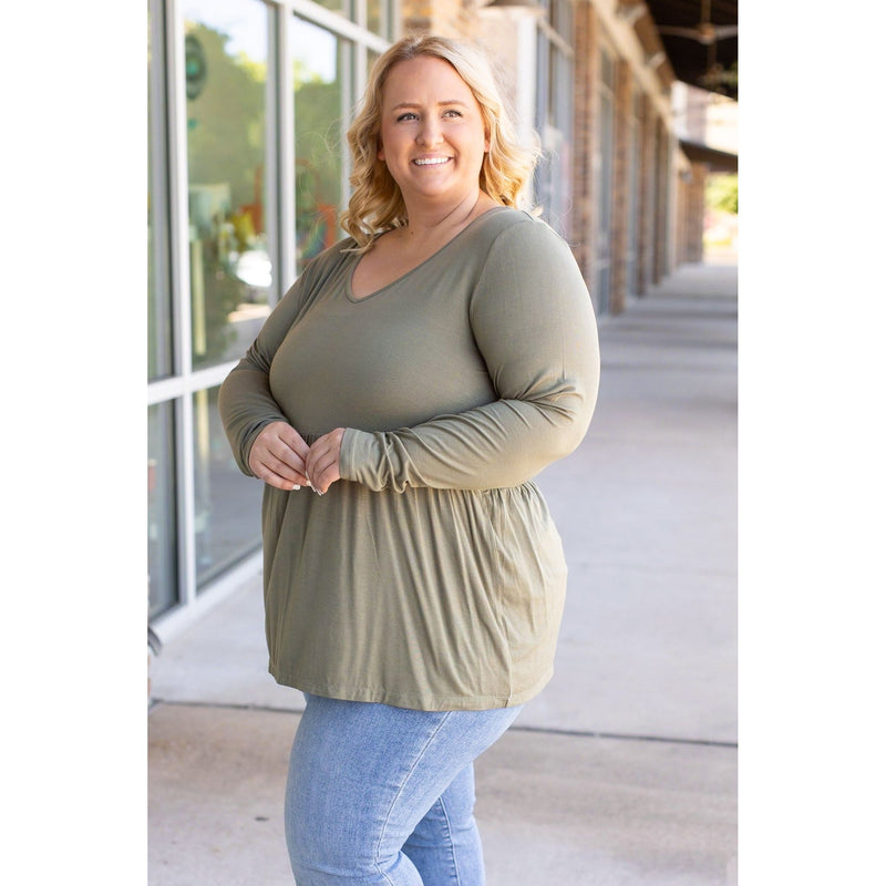 IN STOCK Long Sleeve Sarah Ruffle - Olive | Women's Top