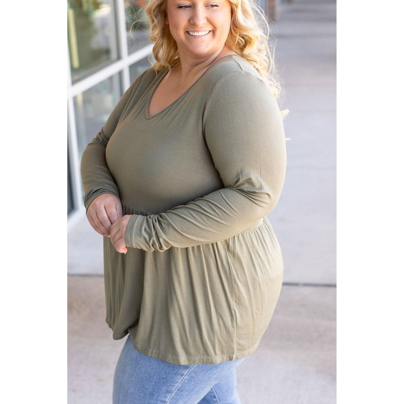 IN STOCK Long Sleeve Sarah Ruffle - Olive | Women's Top