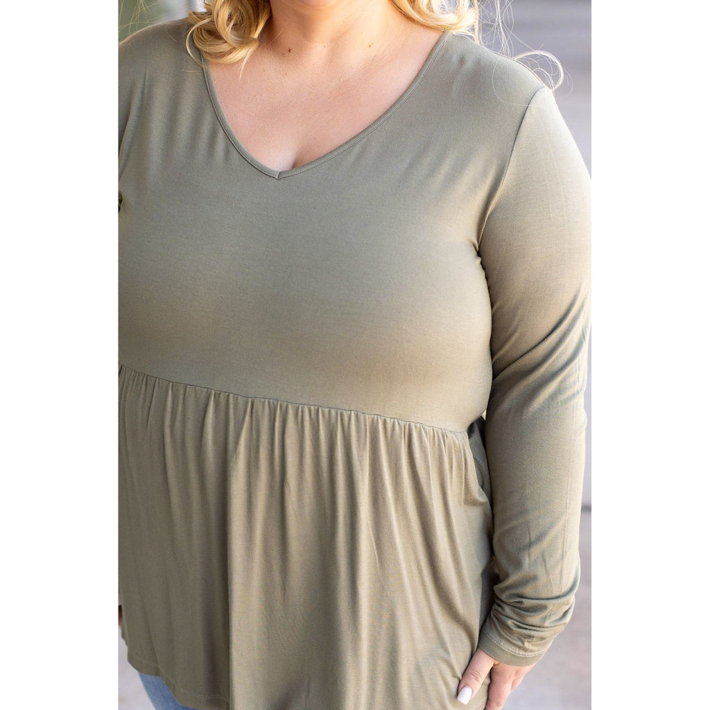 Long Sleeve Sarah Ruffle - Olive | Women's Top