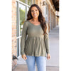 IN STOCK Long Sleeve Sarah Ruffle - Olive | Women's Top