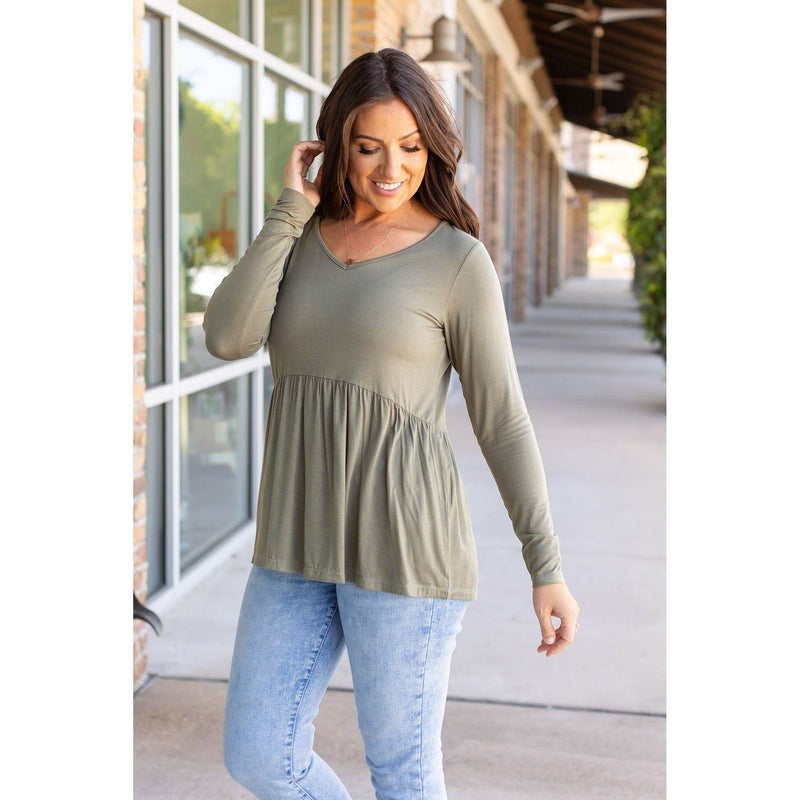 IN STOCK Long Sleeve Sarah Ruffle - Olive | Women's Top