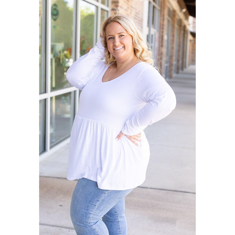 IN STOCK Long Sleeve Sarah Ruffle - White | Women's Top