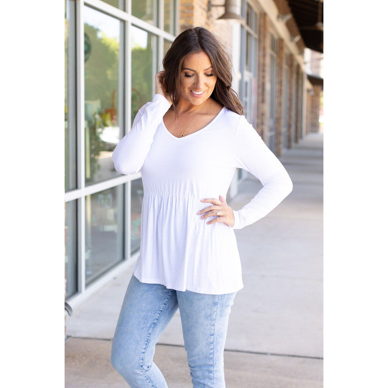 IN STOCK Long Sleeve Sarah Ruffle - White | Women's Top