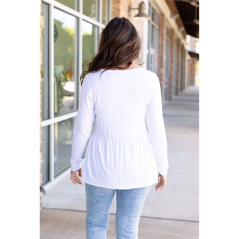 IN STOCK Long Sleeve Sarah Ruffle - White | Women's Top