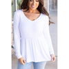 Long Sleeve Sarah Ruffle - White | Women's Top 