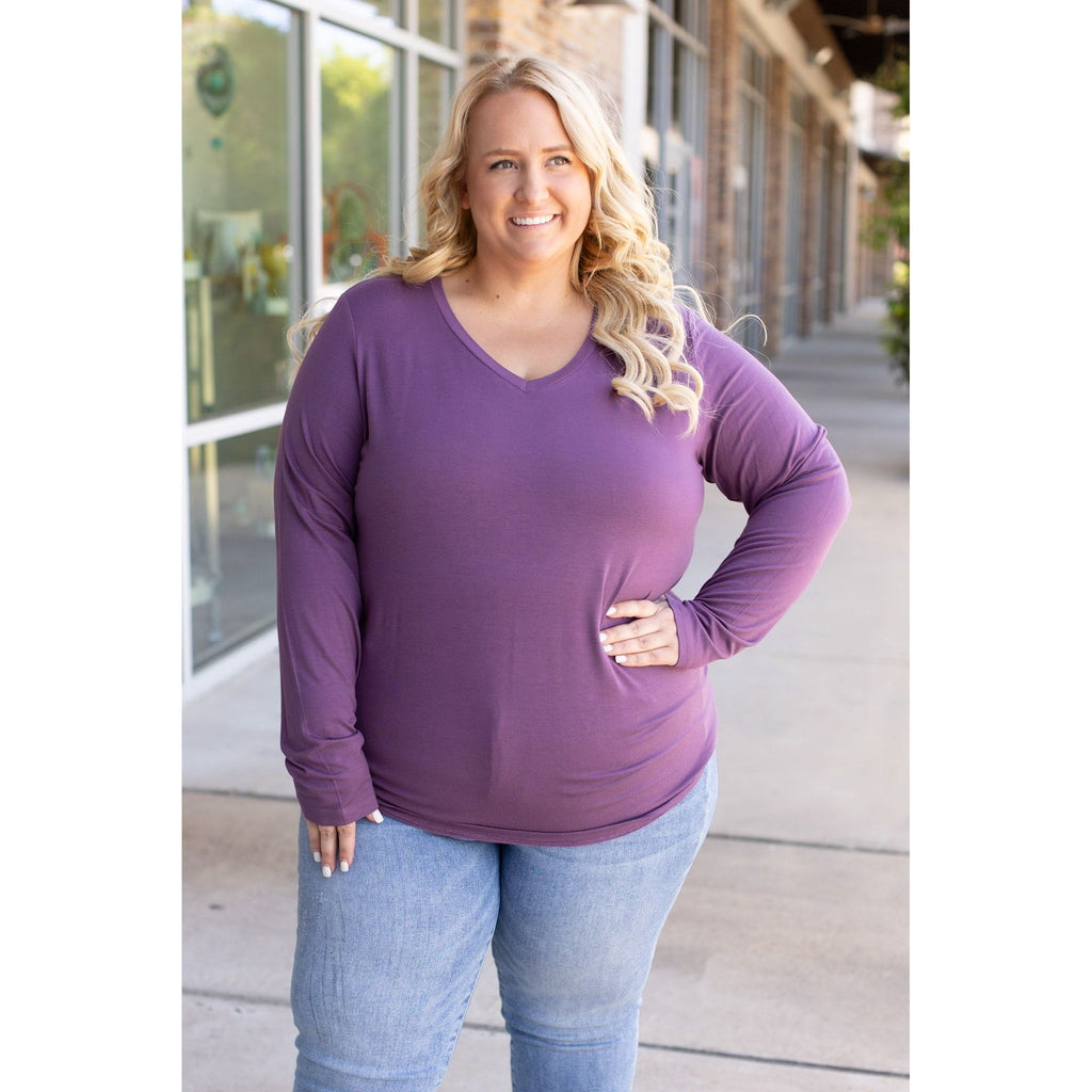  Larissa Long Sleeve - Purple | Women's V-Neck Top