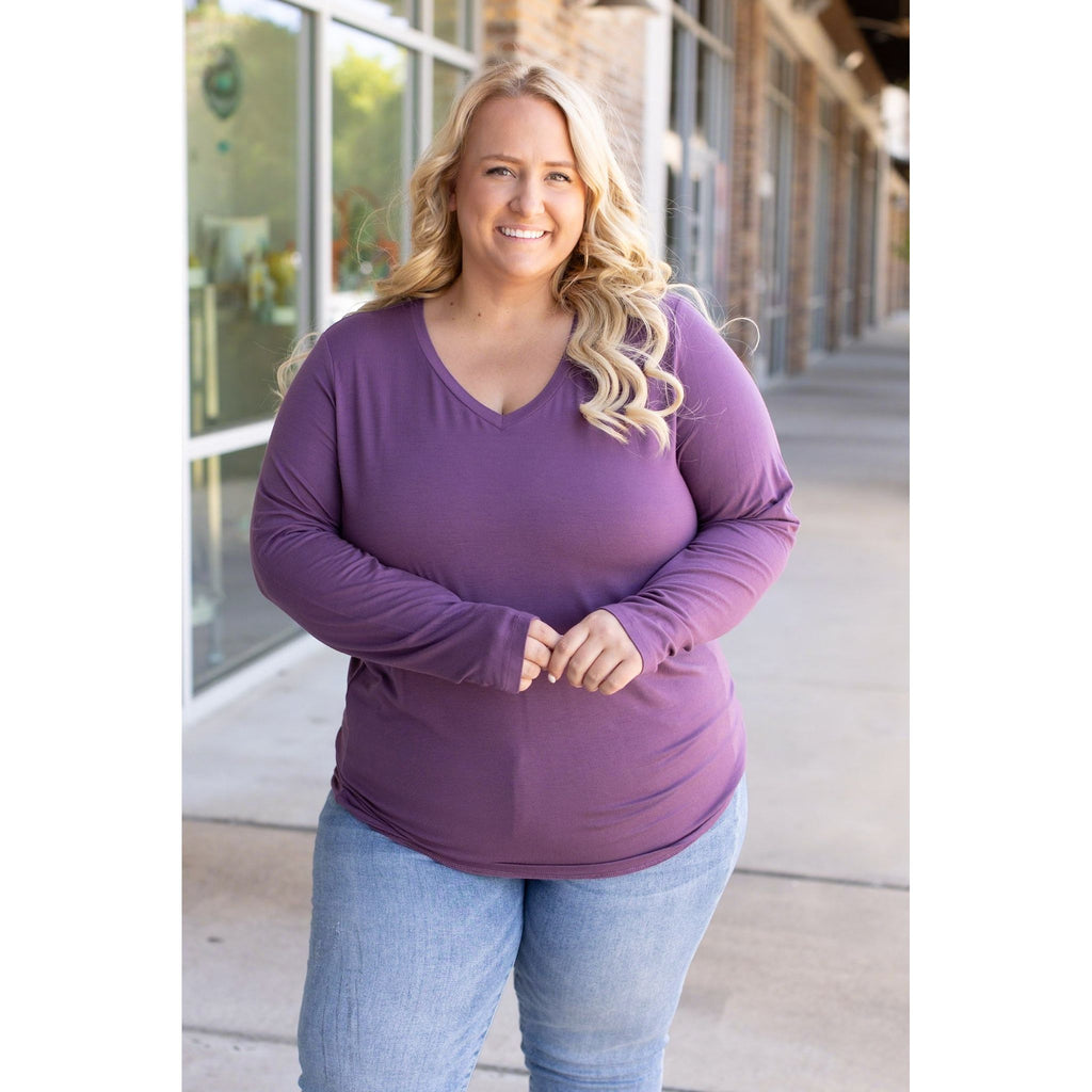  Larissa Long Sleeve - Purple | Women's V-Neck Top