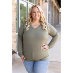 Larissa Long Sleeve - Olive | Women's V-Neck Top