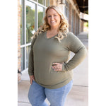 IN STOCK Larissa Long Sleeve - Olive | Women's V-Neck Top