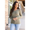 IN STOCK Larissa Long Sleeve - Olive | Women's V-Neck Top