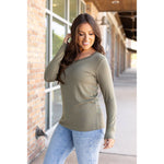 IN STOCK Larissa Long Sleeve - Olive | Women's V-Neck Top