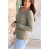 IN STOCK Larissa Long Sleeve - Olive | Women's V-Neck Top