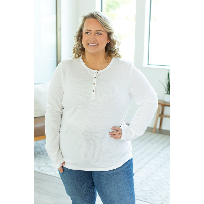 IN STOCK Harper Long Sleeve Henley - White | Women's Cozy Shirt