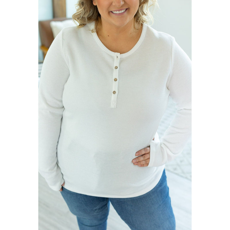 IN STOCK Harper Long Sleeve Henley - White | Women's Cozy Shirt