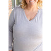 IN STOCK Larissa Long Sleeve - Light Grey | Women's V-Neck Top