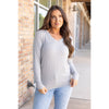 IN STOCK Larissa Long Sleeve - Light Grey | Women's V-Neck Top