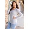 IN STOCK Larissa Long Sleeve - Light Grey | Women's V-Neck Top