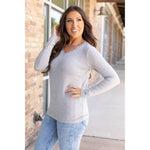 IN STOCK Larissa Long Sleeve - Light Grey | Women's V-Neck Top