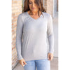 IN STOCK Larissa Long Sleeve - Light Grey | Women's V-Neck Top