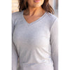 IN STOCK Larissa Long Sleeve - Light Grey | Women's V-Neck Top