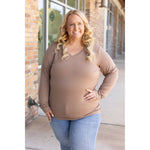 IN STOCK Larissa Long Sleeve - Mocha | Women's V-Neck Top FINAL SALE