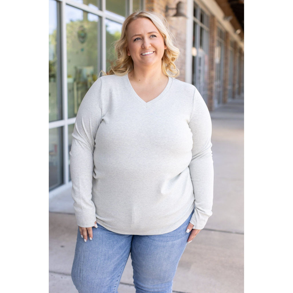 Leah Long Sleeve Top - Light Grey | Women's Tops