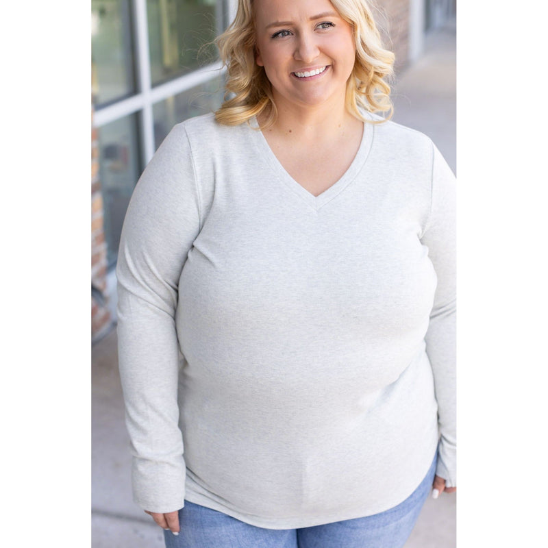 IN STOCK Leah Long Sleeve Top - Light Grey | Women's Casual Top