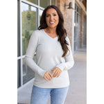 IN STOCK Leah Long Sleeve Top - Light Grey | Women's Casual Top