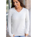 IN STOCK Leah Long Sleeve Top - Light Grey | Women's Casual Top