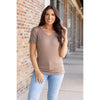 IN STOCK Chloe Cozy Tee - Mocha | Women's V-Neck Top