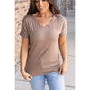 IN STOCK Chloe Cozy Tee - Mocha | Women's V-Neck Top