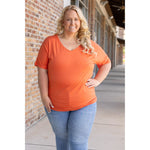 IN STOCK Chloe Cozy Tee - Pumpkin | Women's V-Neck Top FINAL SALE