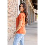 IN STOCK Chloe Cozy Tee - Pumpkin | Women's V-Neck Top FINAL SALE