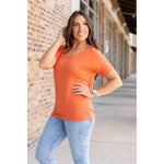 IN STOCK Chloe Cozy Tee - Pumpkin | Women's V-Neck Top FINAL SALE