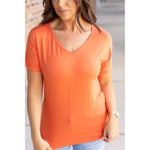 IN STOCK Chloe Cozy Tee - Pumpkin | Women's V-Neck Top FINAL SALE