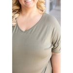 IN STOCK Chloe Cozy Tee - Olive | Women's V-Neck Top