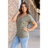 IN STOCK Chloe Cozy Tee - Olive | Women's V-Neck Top