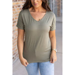 IN STOCK Chloe Cozy Tee - Olive | Women's V-Neck Top