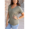 IN STOCK Chloe Cozy Tee - Olive | Women's V-Neck Top