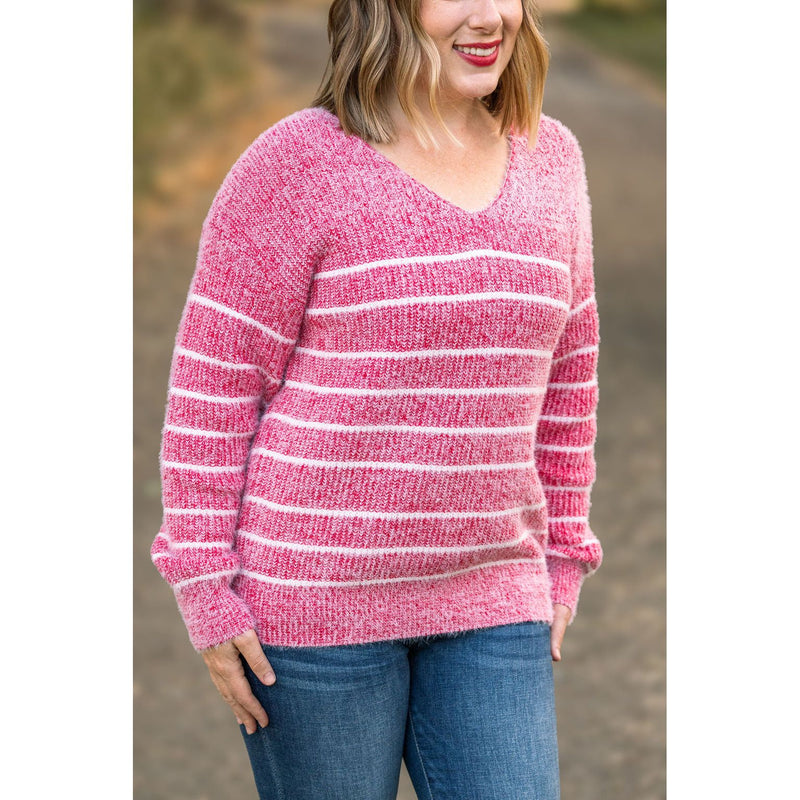 IN STOCK Cozy Striped Sweater - Red