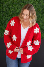 IN STOCK Snowflake Cardigan - Red