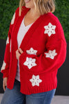 IN STOCK Snowflake Cardigan - Red