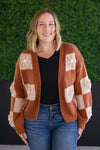 IN STOCK Floral Checker Cardigan - Rust FINAL SALE