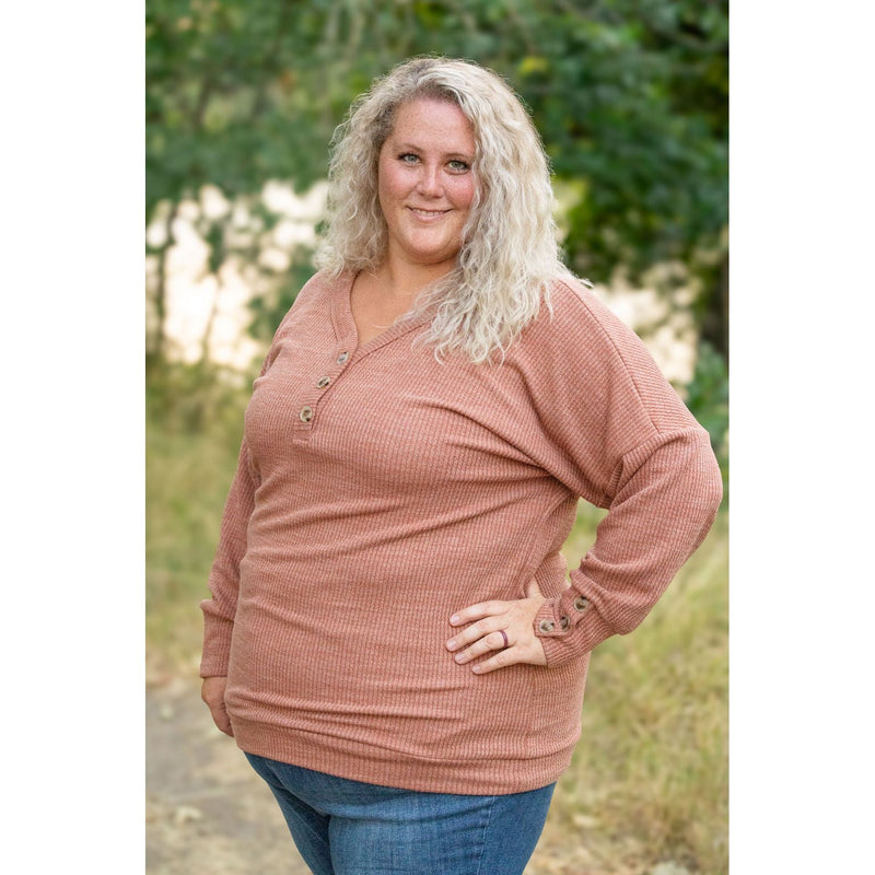 IN STOCK Brittney Button Sweater - Terra Cotta | Women's Long Sleeve FINAL SALE